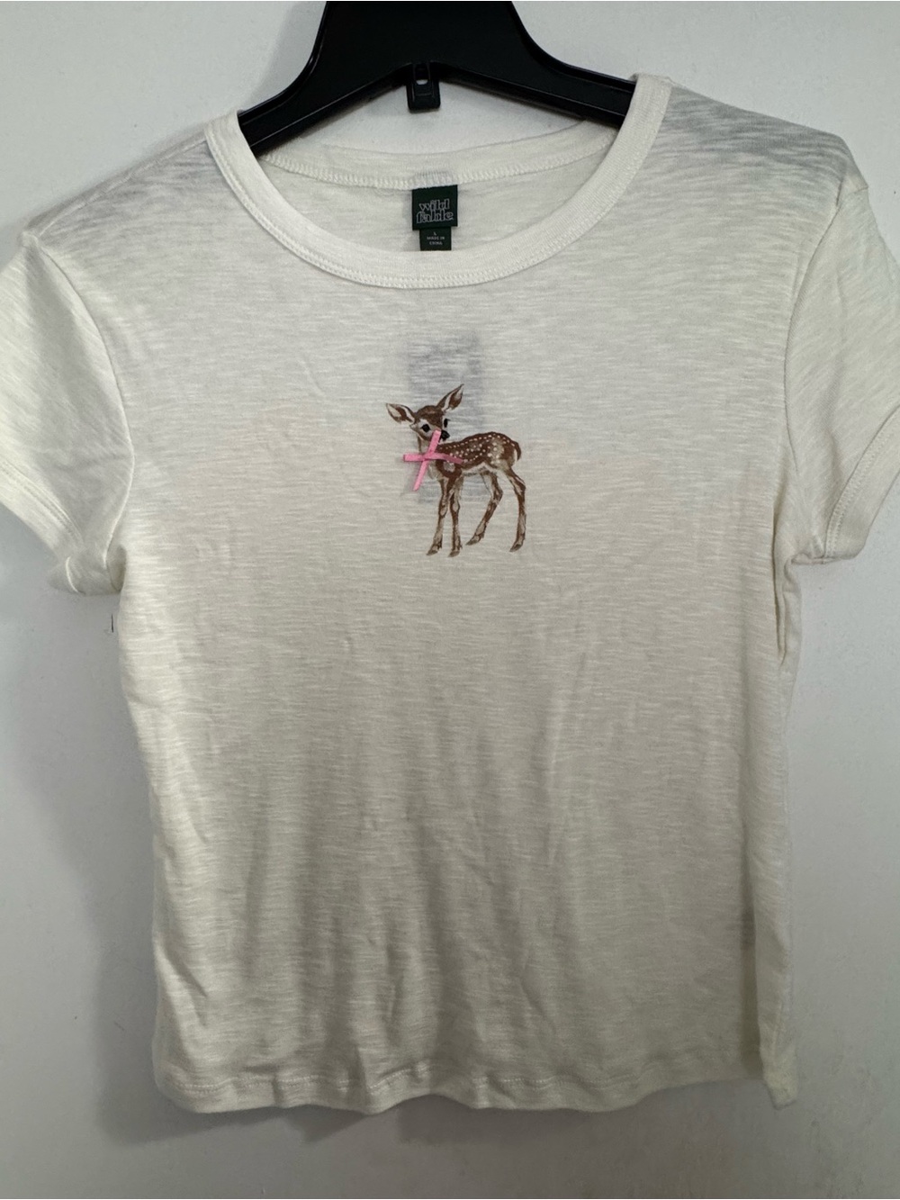 Wild Fable White Tee with Fawn and Pink Bow Accent